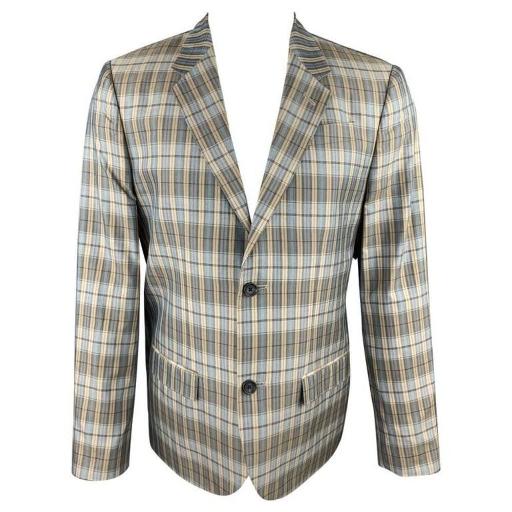 Mens MARC by MARC JACOBS Size M Plaid Silk Notch Lapel Sport Coat 7153